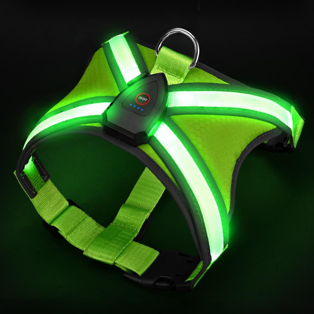 LED Luminous Breathable Mesh Dog Harness with USB Charging S