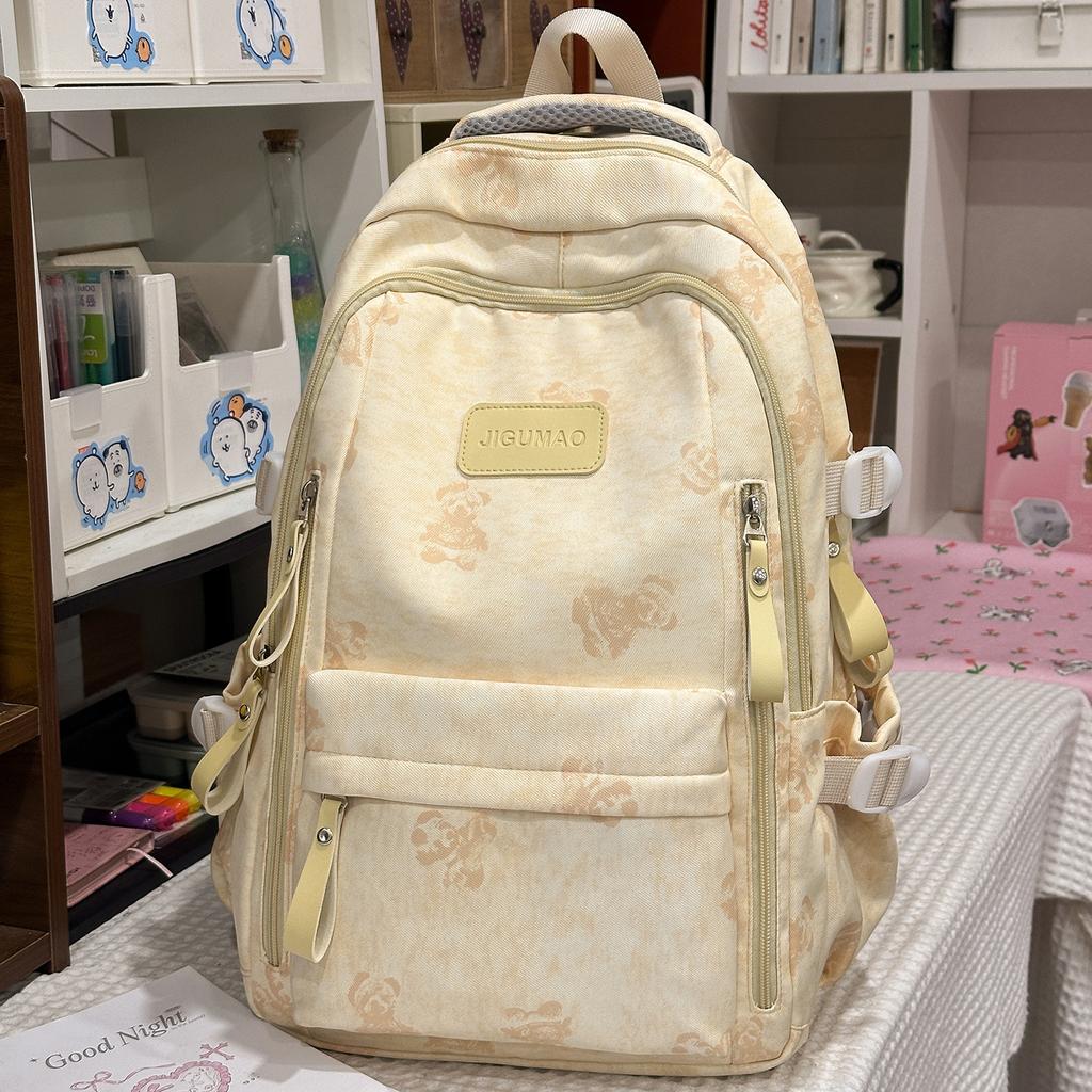 Schoolbag new Korean version ins bear printed schoolbag female high-value junior and high school students multi-compartment college style backpack