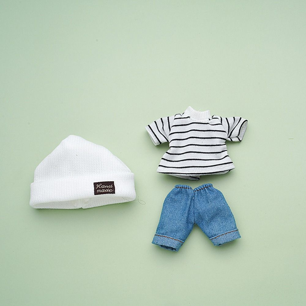 Dress Up Doll Clothes Knitted Hat Doll Jeans Pants Dolls Accessories Doll T-shirt  Bjd Doll