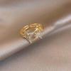 Adjustable Copper Zircon Star Ring for Women - Trendy Temperament Index Finger Jewelry