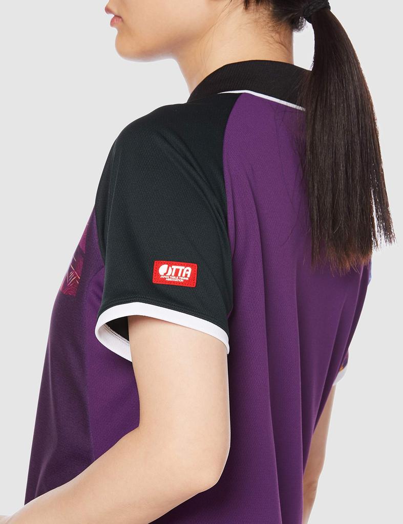 Mizuno Table Tennis Game Purple x Size Small to Japanese Size Shirt, 82JA0701, Women's, Black, (Equivalent Small)