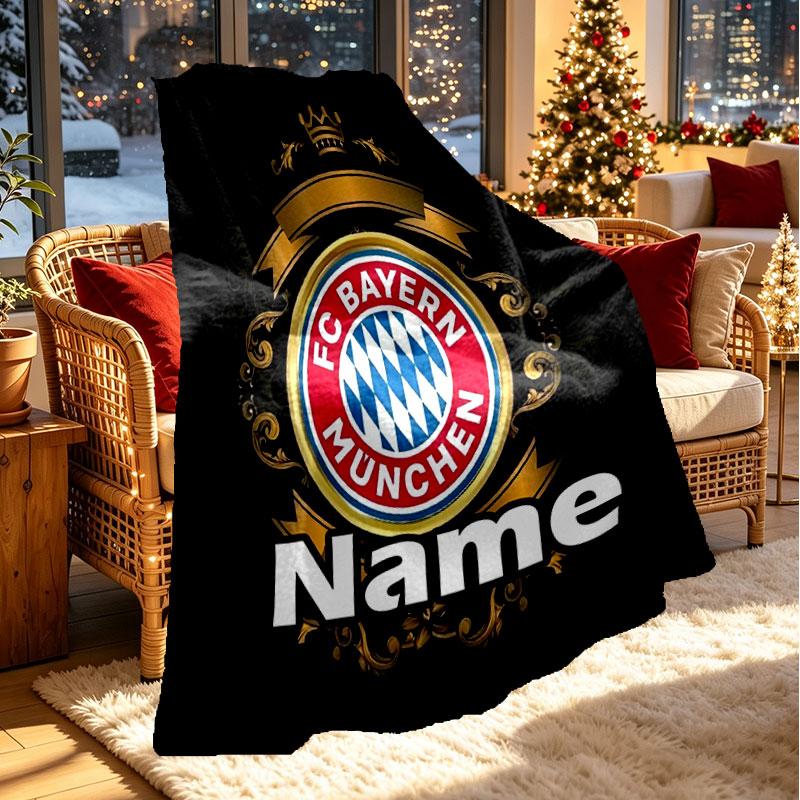 Custom Name Personalized FC Bayern Print Blanket, Home Decor, Bedroom, Sofa, Camping, Couch, Gifts for Birthday Christmas