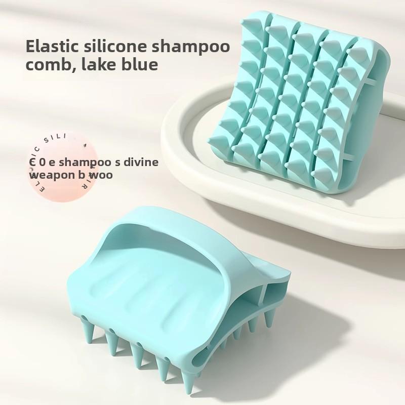 

Elastic silicone shampoo massage comb hollow massage scalp cleaning brush hair shampoo comb озеро синий