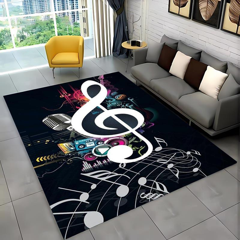 3D Beautiful Music Notes Area Rug Large,Carpet Rug for Living Room Bedroom Sofa Kitchen Decoration,Kid Play Non-slip Floor Mat