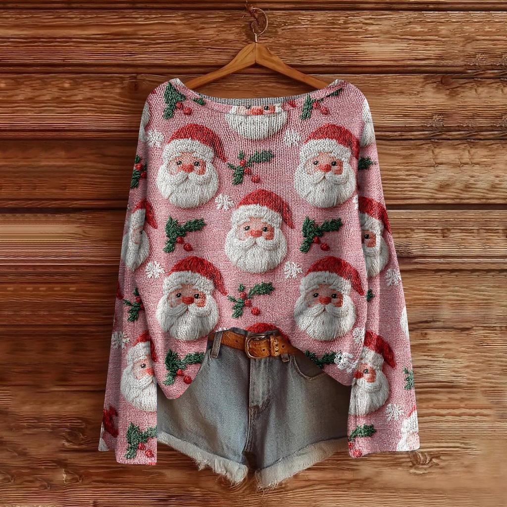 Women's Fashion Long Sleeve Christmas Snowman Snowflake Print Jacket Cardigan