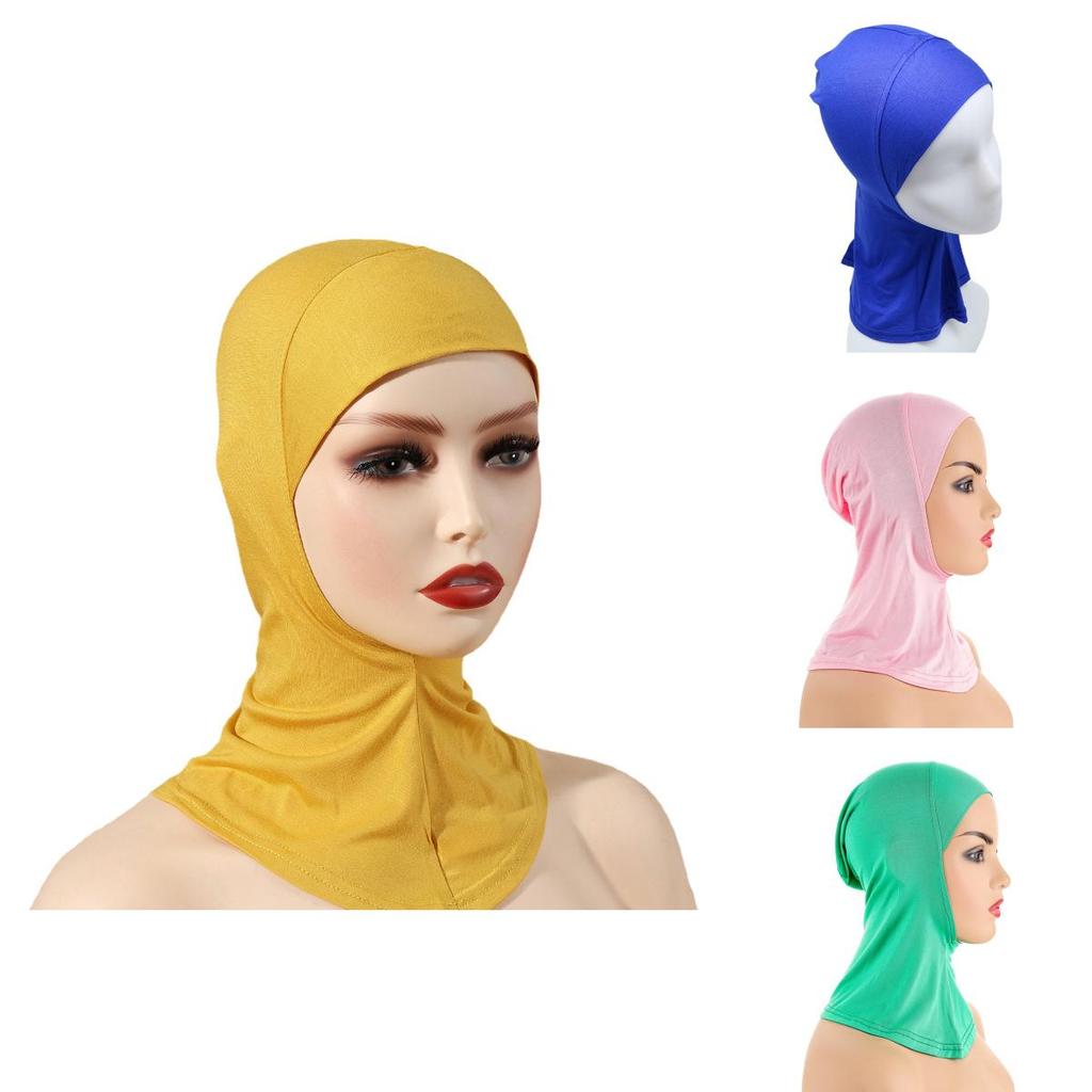 Women's Black Hijab Scarf Muslim Islamic Modal Solid Color Neck Head Under Scarf Cap