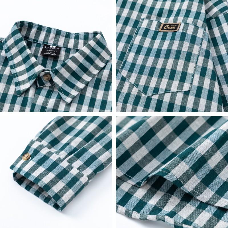 Mens Long Sleeve Striped Shirt American Retro Casual Loose Fit Couple Blouse