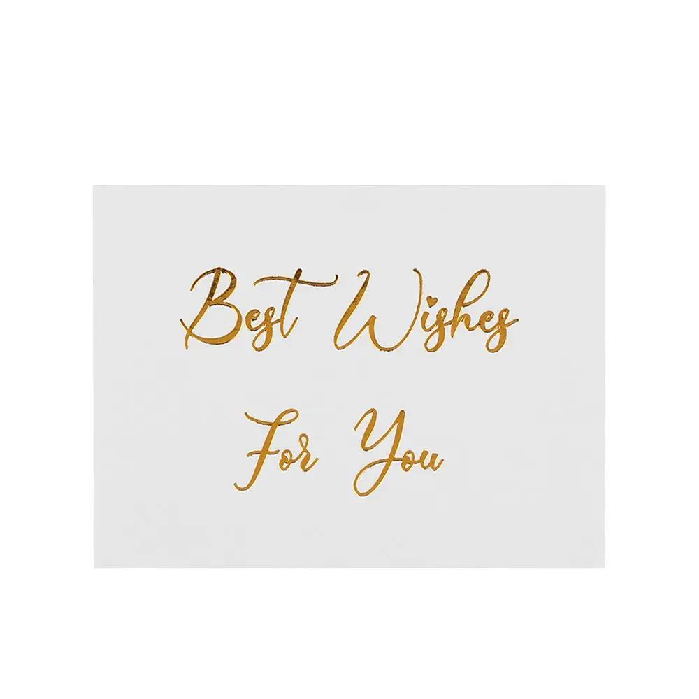 New High Quality 50PCS DIY Simple Design Wedding Party Handwriting Message Cards White Greeting Card Thank You Gold Stamping