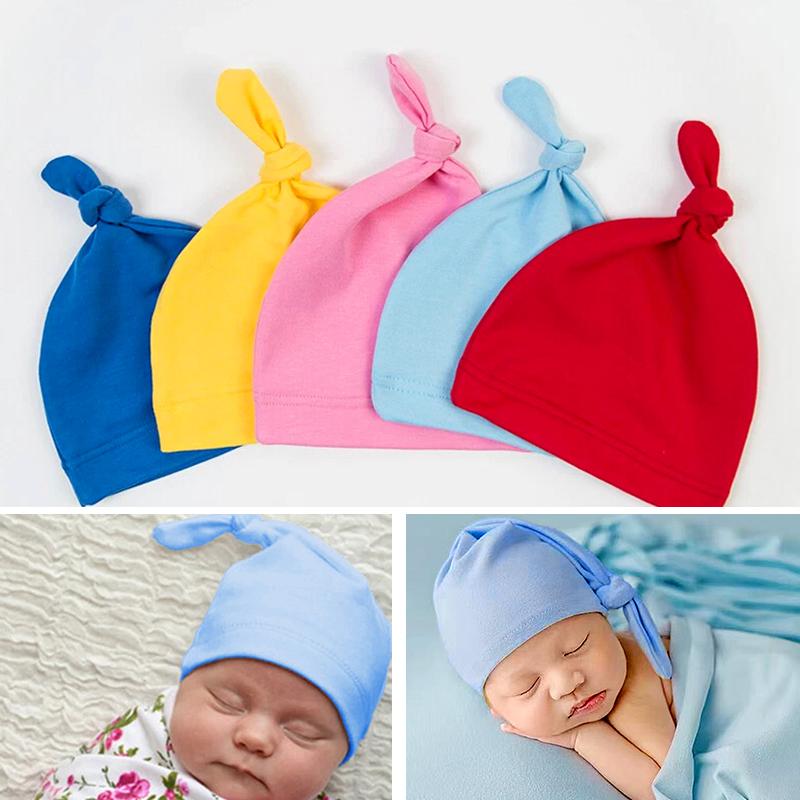 1Pc Baby Girls Soft Kids Gifts Fashion Newborn Headwear Handmade Cotton Clothing Decoration Caps Skin-friendly Knot Infant Hats