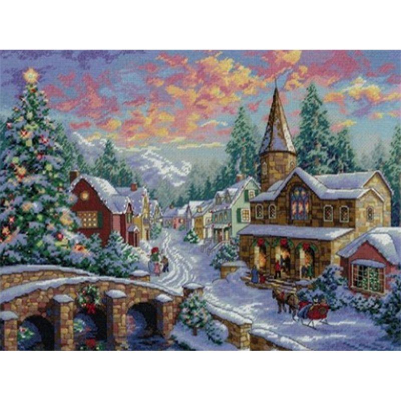 Diamond Embroidery Houses Landscape Mosaic Cross Stitch 5D DIY Diamond Painting Craft Kit Home Decoration 40x50cm