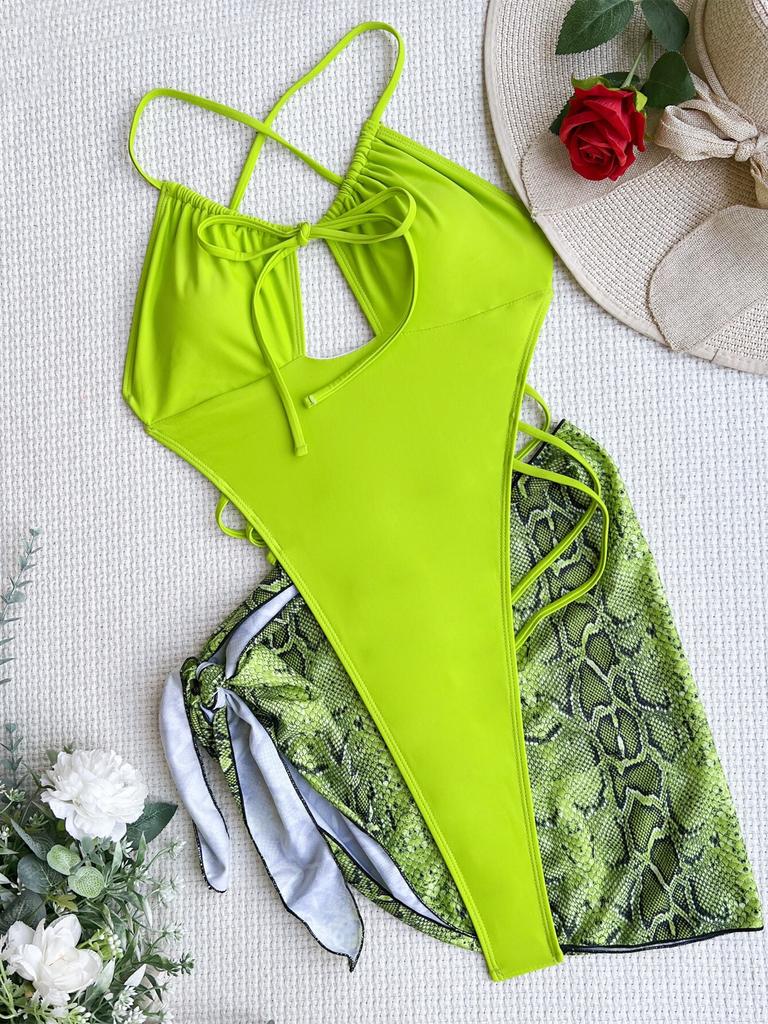 High Cut Sexy Women One Piece Swimsuit Thong Female Swimwear 3 Pieces Monokini Bandage Bathing Suit Swimming Suit Beachwear