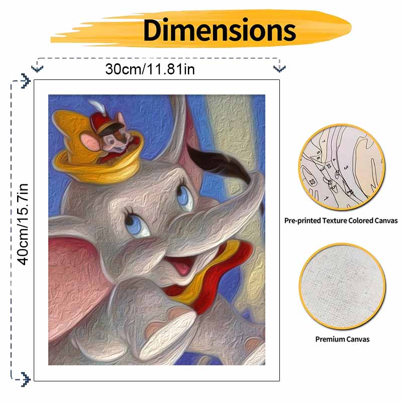 Disney Dumbo Oil Painting Kit Digital Painting Art Handmade Diy Home Room Decorations