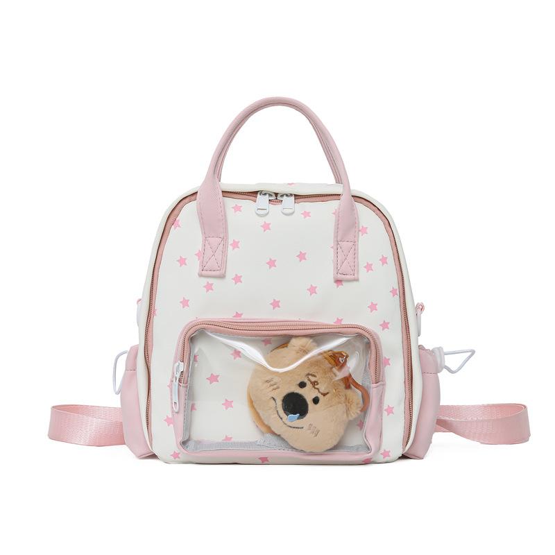 

New multi-functional pain bag Japanese girl backpack ins cute transparent bar travel single shoulder crossbody backpack single bag розовый