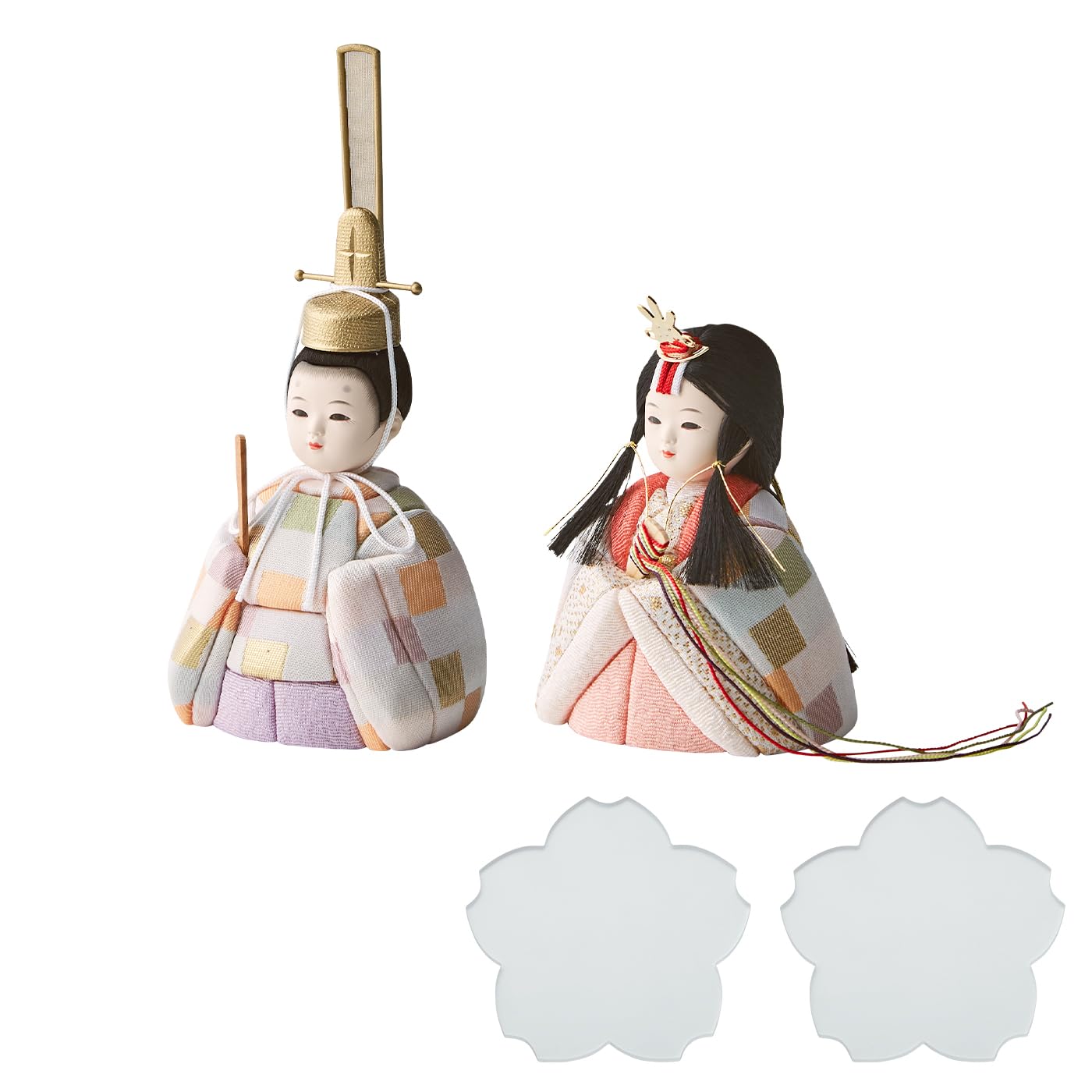 

Хина Компактная Мини Кимэкоми с Сакурой Современная и Стильная Клетчатая Парча Умная кукла i, Кукла, Футаба, Тарелка, (Золотой узор)