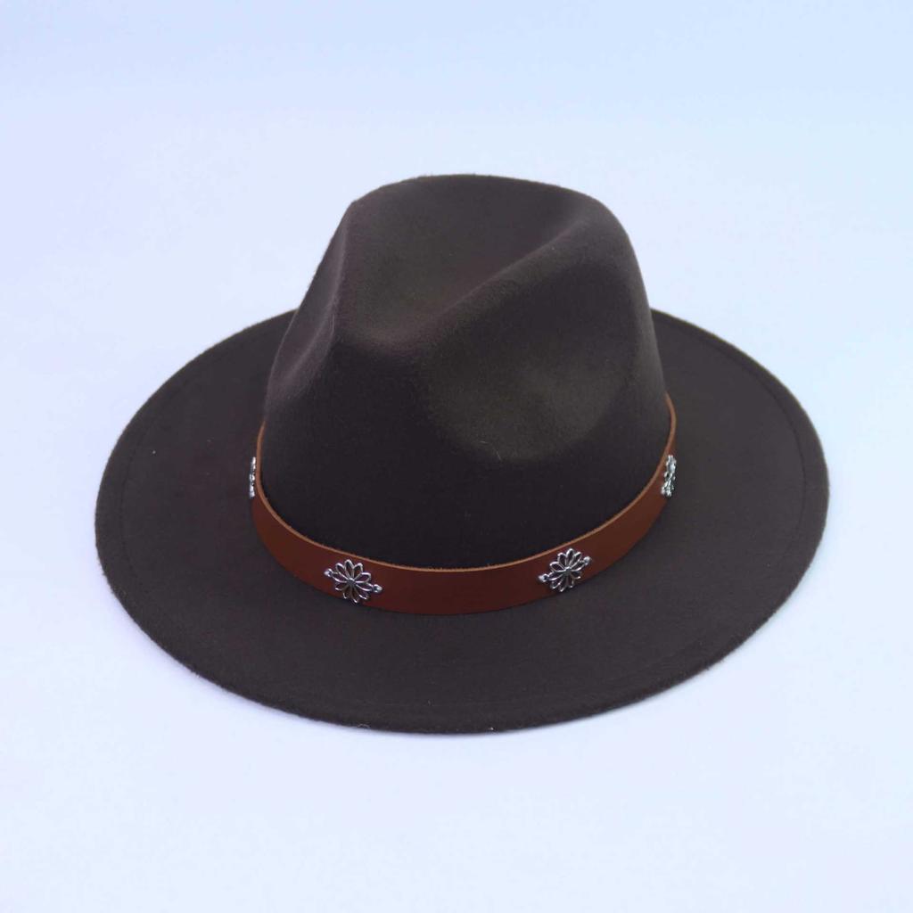 Autumn and Winter Men's and Women's Top Hats Classic Jazz Hats Wool Hats Big Eaves Hat Flat Edge Jazz Hats