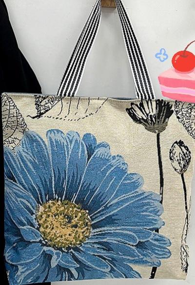 Harajuku Jacquard Canvas Bag Literary and Artistic Large-capacity Shoulder Bag Linen Trendy Cool Women's Bag