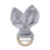 Soft Baby Wooden Hand Grasp Toy Natural Wooden Sensory Toy Newborn Teething Ring Bracelet Rattle Rabbit Ears Chewing Appease Toy