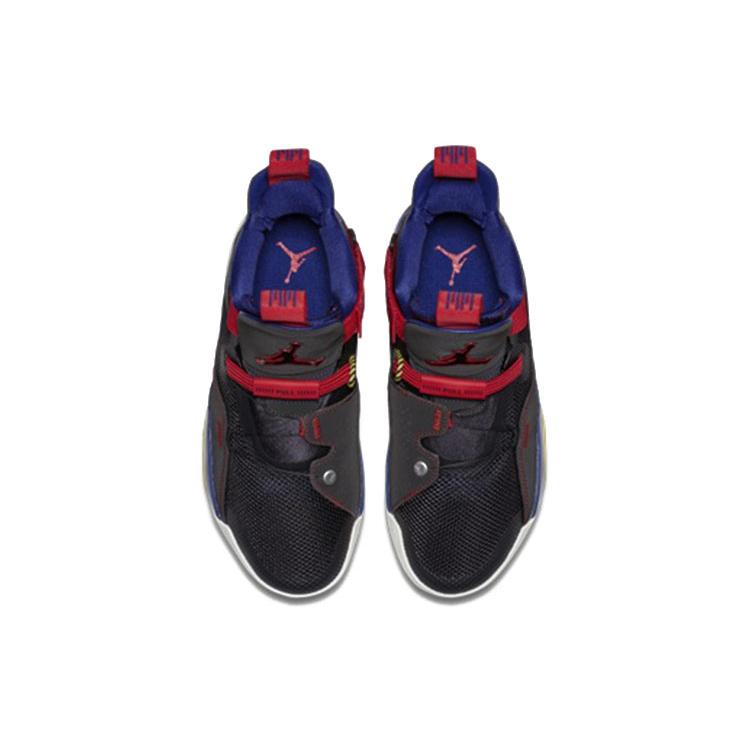Jordan Air Jordan 33 Tech Pack Black Red Cushioning Mid Top Performance Basketball Shoes Black Red Teenagers AQ9244-001