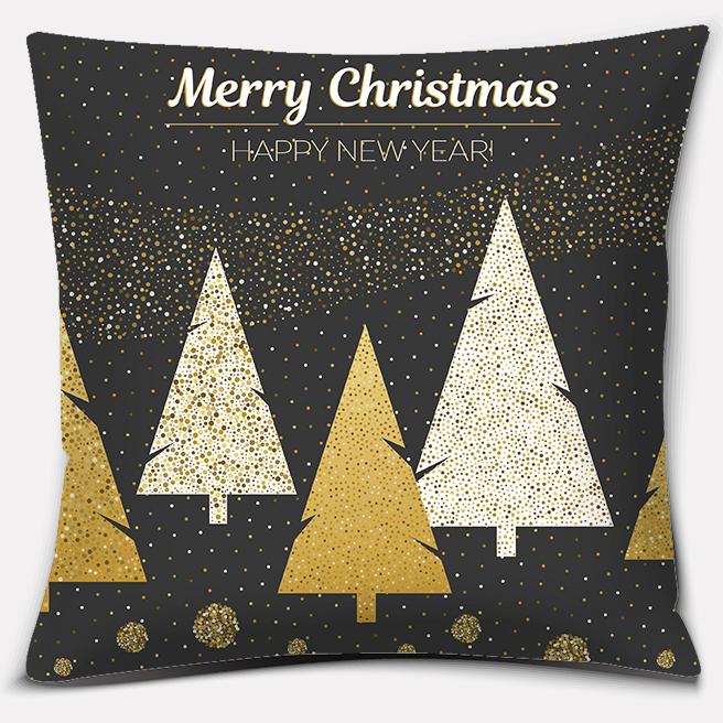 Gold Christmas Decoration Series Pillow Gift Home Office   Bedroom Sofa Car Cushion Cover