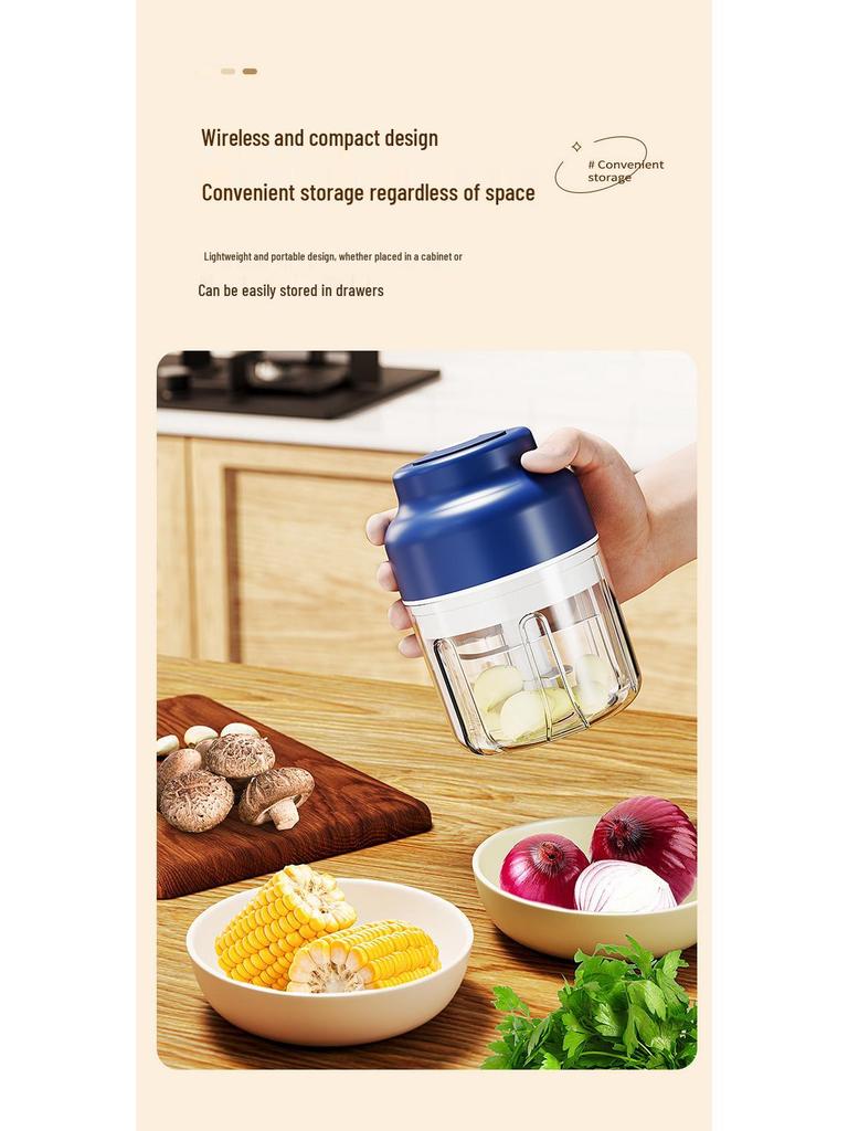 Wireless Electric Garlic Mincer & Masher - Automatic Garlic Press & Mixer for Kitchen and Baby Food Preparation