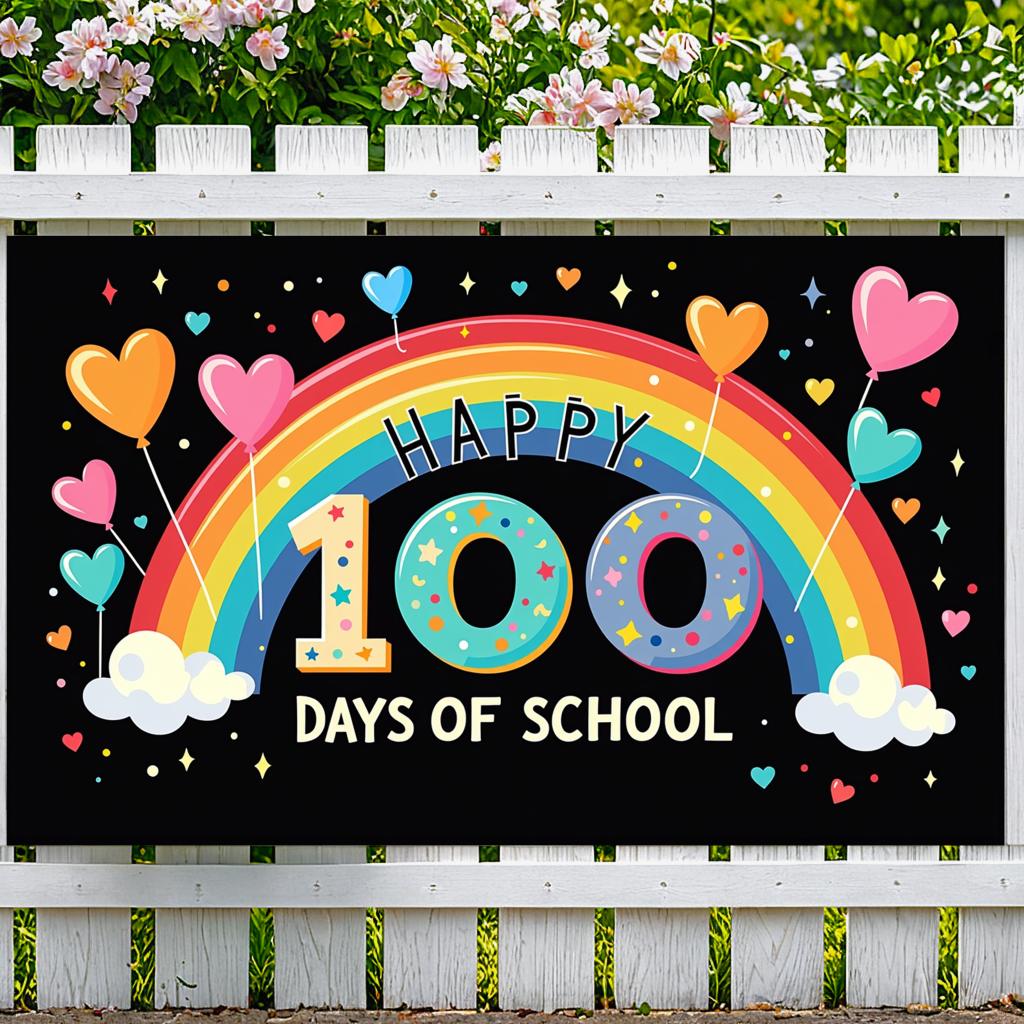 Rainbow Celebration Decoration Joyful Vibrant Heart-shaped Heart Backdrop Cheerful Classroom Background for School