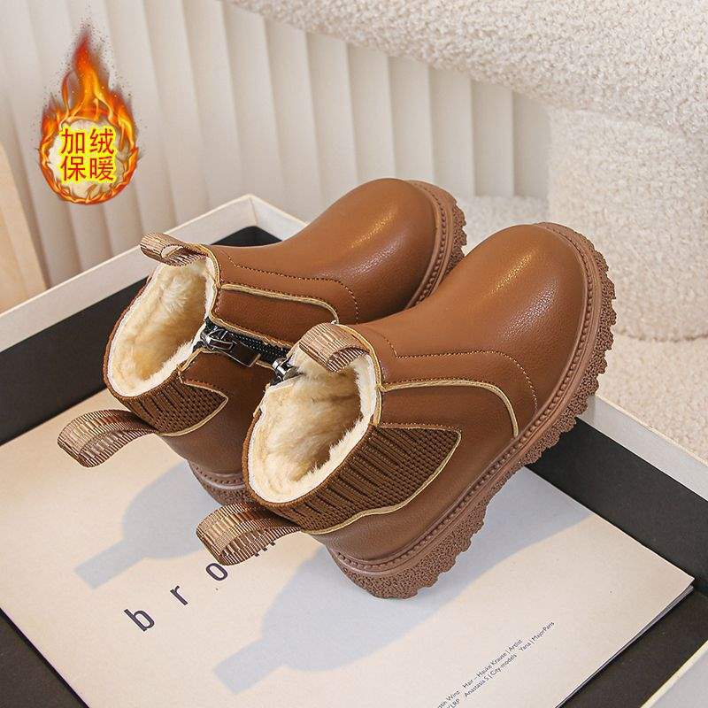 Baby Martin boots 2025 winter new men's and women's boots for 1-6 years old children's 3 casual British style velvet soft-soled boots