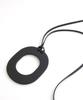 [VINGTAINE] Circle Plate Long Leather Necklace, Sophisticated Black, Elegant Casual Fashion C3270-