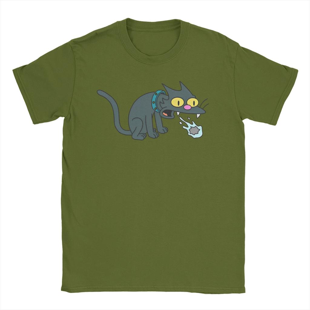 Cat with Hairball T Shirt for Unisex WoUnisex Pure Cotton Novelty TShirts O Neck Itchy And Scratchy Show Tees Short Sleeve Top Summer