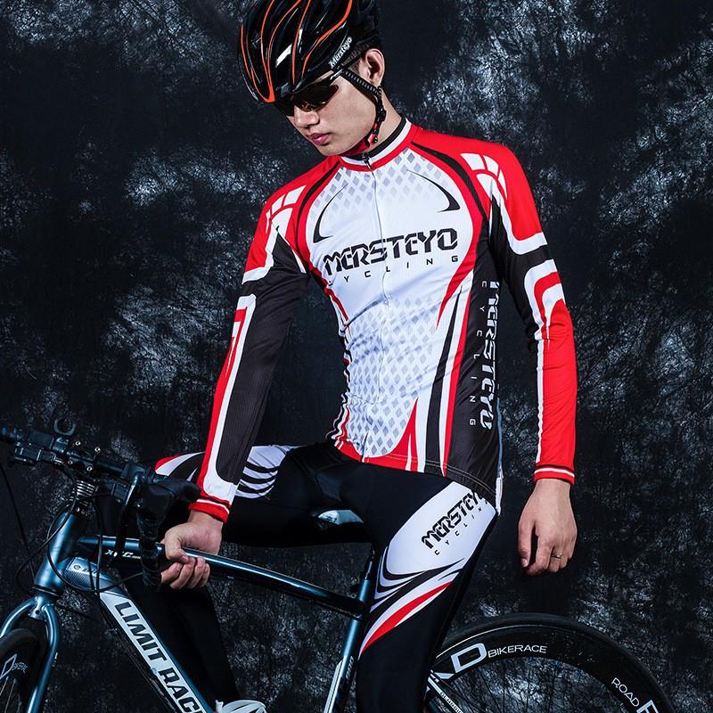 Mens Cycling Jersey Shorts Set Long Sleeve Bike Apparel Mountain Road Biking