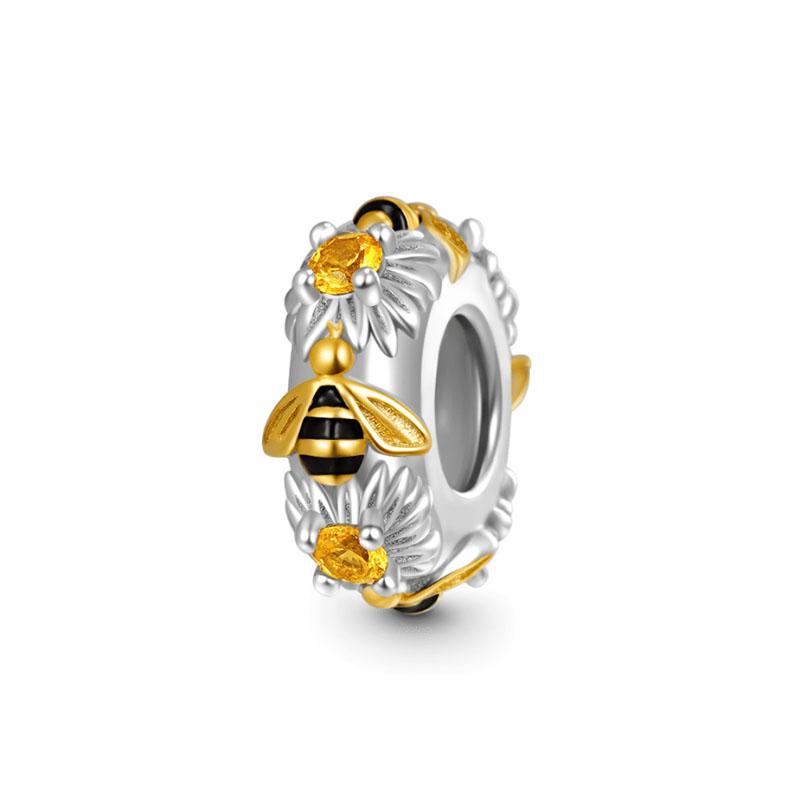 Copper Yellow Honey Bee Pendant Charm Light-In-Dark Firefly Bead Fit Original Bracelet Jewelry For Annversary Gifts