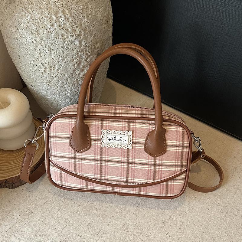 

Вместительная сумка-тоут для поездок на работу, в стиле ретро, с антикварным клетчатым узором, сумка-мессенджер, ретро сумка через плечо розовый