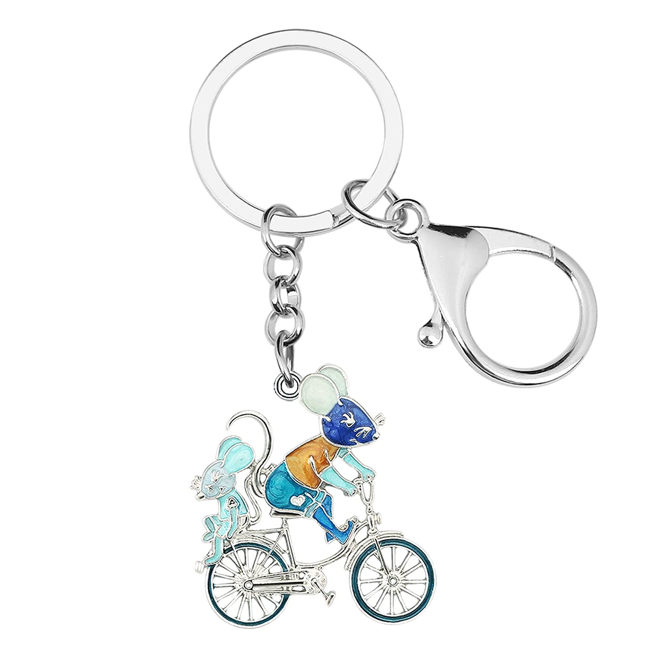 

WEVENI Enamel Cartoon Cycling Mouse Keychain, Bike Jewelry for Women and Girls, Bag, Wallet, Car Charm, Blue, 39mm x 36mm