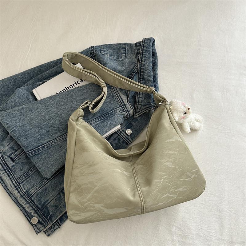 Spacious Casual Shoulder Bag For Women 2024 Trendy Solid Color Tote Style With Zipper Closure