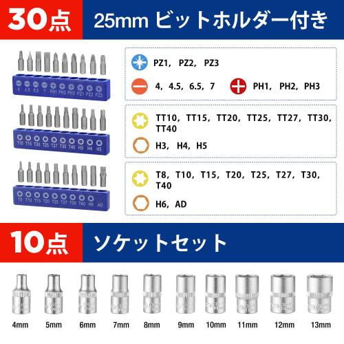 WORKPRO 42-Piece Socket Wrench Set, Bit Ratchet Set, 6.35mm Drive, 2-in-1 Ratchet Wrench and Ratchet Handle Set with Dual-Use Head, Extension Bit Hold