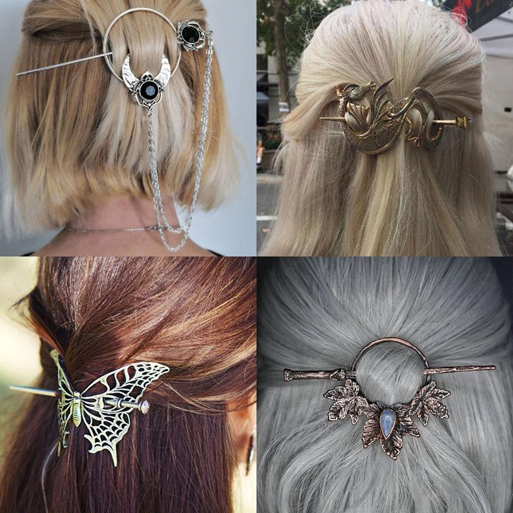 Vintage Vikings Snake Hairpins for Women Girls Metal Hair Stick Barrette Ouroboros Headdress Norse Mythology Jormungand Jewelry
