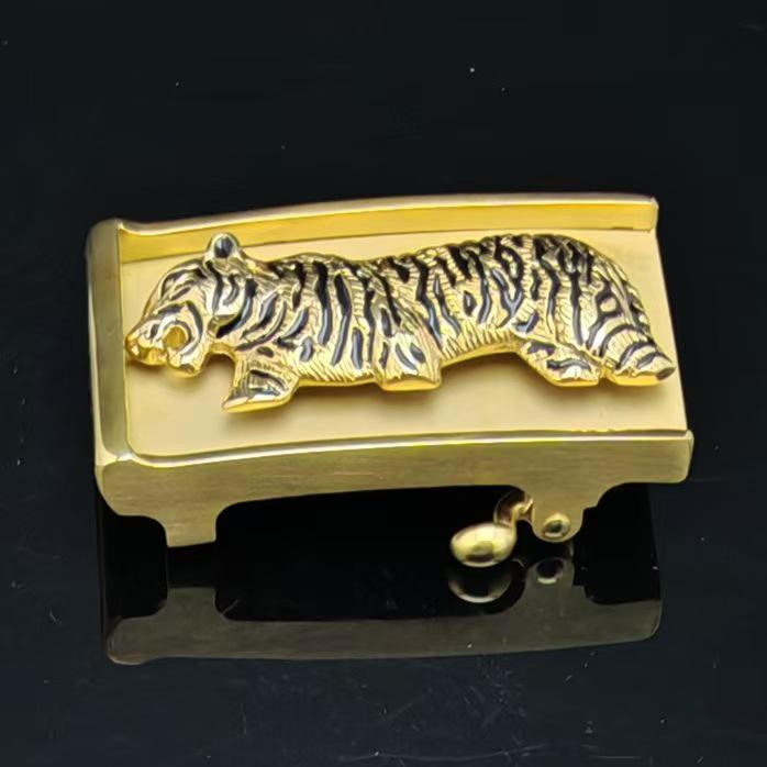 Fibbia Automatica per Cintura in Acciaio Inossidabile con Design Animale - Accessorio da Uomo Tigre Coccodrillo