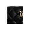 Chanel 23C Hellgoldene Schnalle Diamantenmuster Druckknopf Dreifach Leder Kartenhalter Damenstil Schwarz