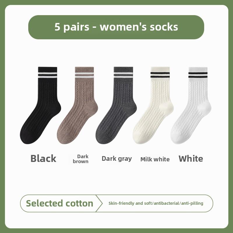 

5 пар женских носков на весну и лето, женские носки без ворса, антибактериальные и дезодорирующие, длинные хлопковые носки 5 Pairs
