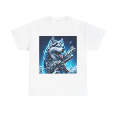 Unisex Adult T Shirt Chrome Siberian Husky Railgun Artwork