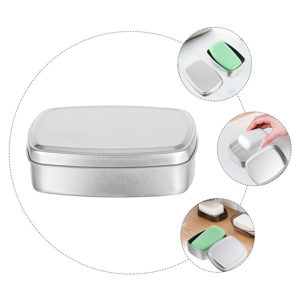 2 Stück Aluminium Seifenschale Lebensmittelqualität Quadratische Box Reise-Seifenbox Tragbare Seifenschale Metallbehälter Seifenriegel Aufbewahrung Reise