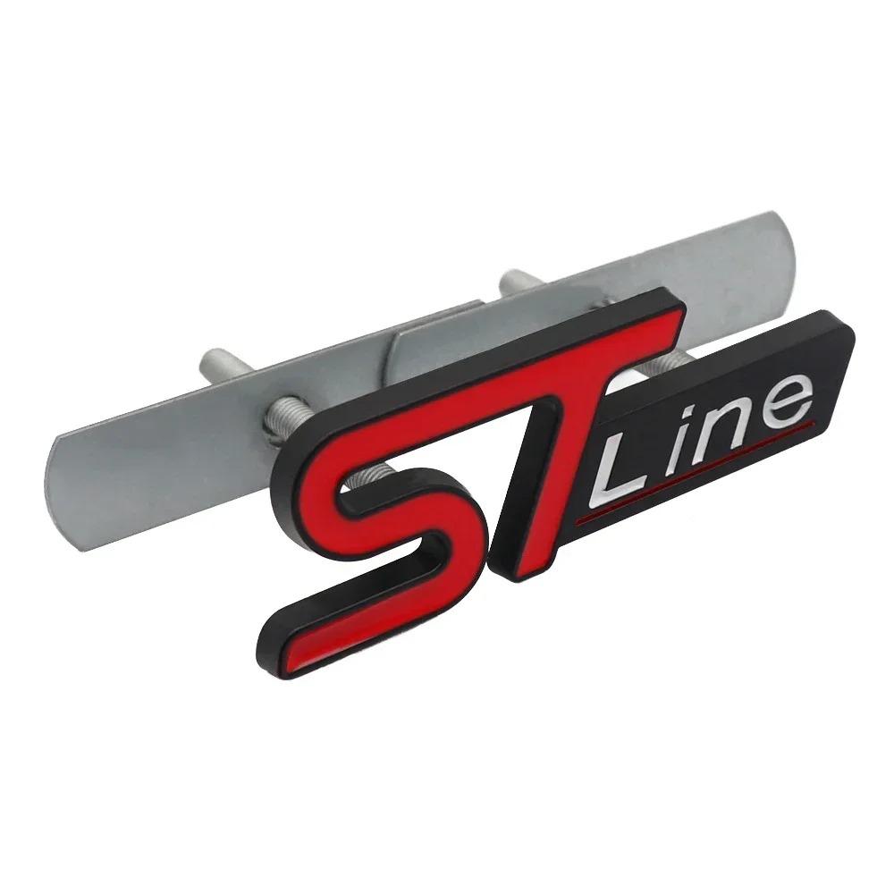 ISPN4 3D Metal ST Line Logo Car Front Grille Emblem Rear Trunk Sticker Badge Decals for Ford ST Fiesta Focus Mondeo Kuga Ranger