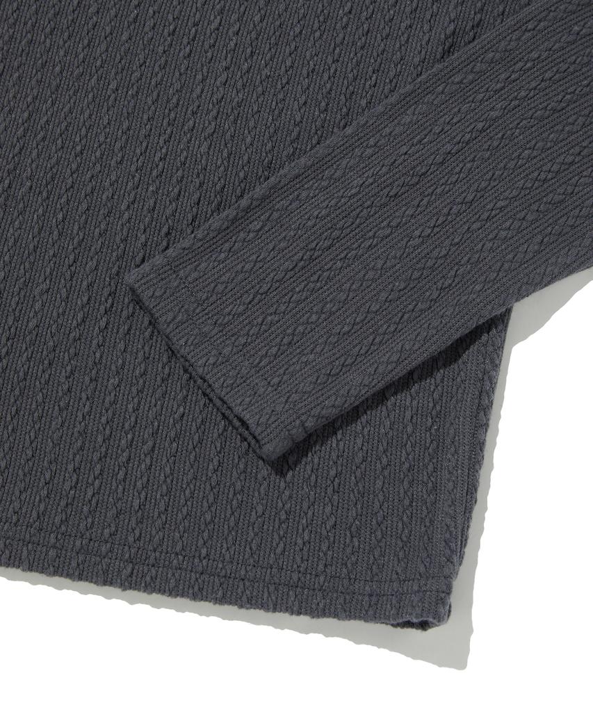 Seuweideu Cable Henley Neck [Charcoal Gray]