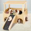 Hamster House Decor Wooden Hamster House Toys Double-Layer Small Animal Toys Habitat Decor With Ladder For Rabbits Ferrets