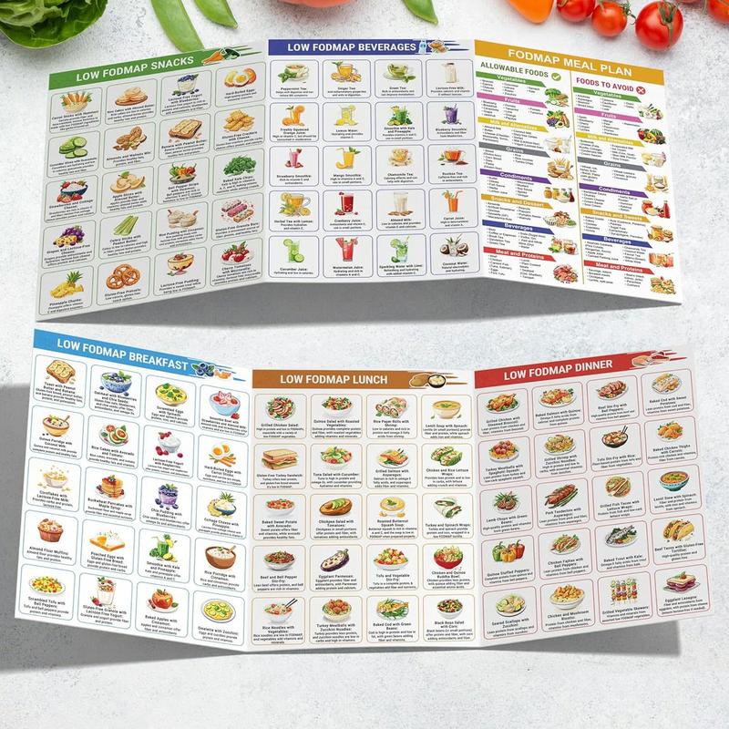Set of 2 Diabetes Meal Planners Laminated Food List with Serving Size and Low FODMAP Diet Guide Meal Planner for Diabetics