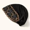 Luxury Embroidery Lace Turban Cap Muslim Women Floral Rhinestone Modal Head Cover Hat Islamic Headwear Bonnet Female Head Wraps