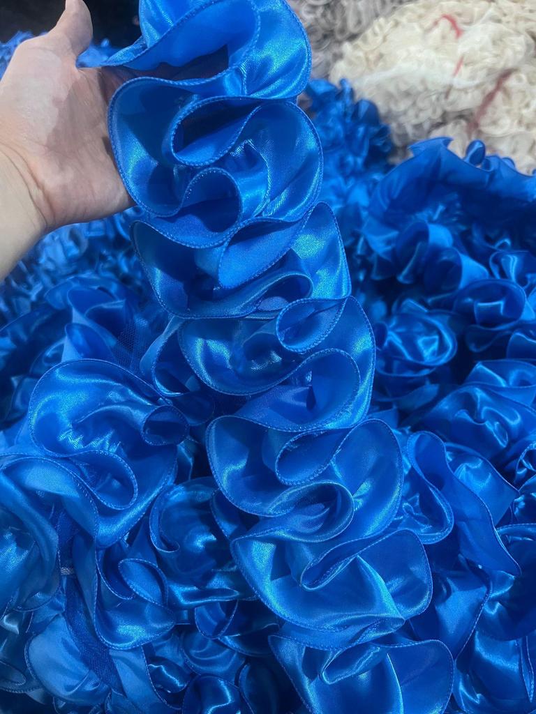 1Meters/lot 10cm Wide Colorful Satin Wave Three-dimensional Lace DIY Performance Costume Dance Dress Skirt Lace