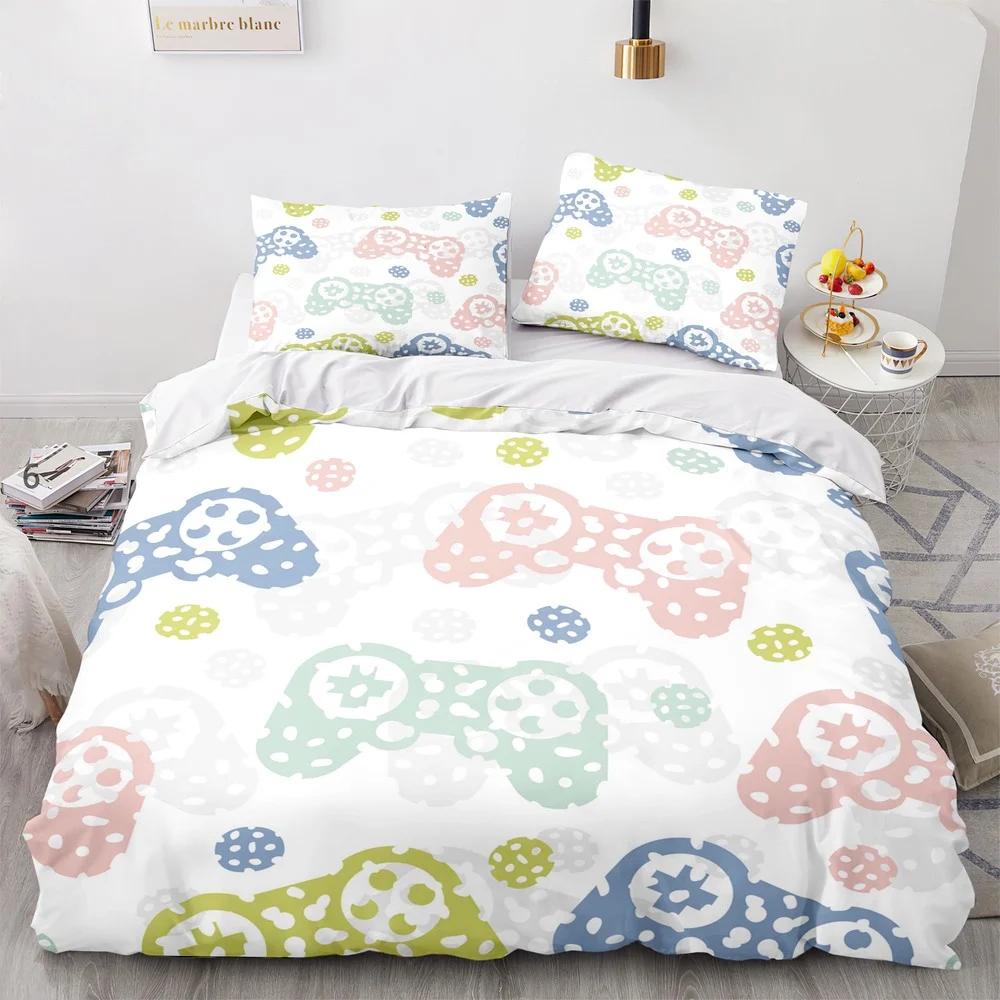 Ensemble Housse de Couette Imprimée Jeu Manette de Jeu Vidéo Ensemble de Literie pour Enfants Adolescents Garçons Chambre Housse de Couette avec Taie d'Oreiller