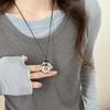 High-End Rose Flower Titanium Steel Necklace - Long Sweater Chain for Spring and Autumn