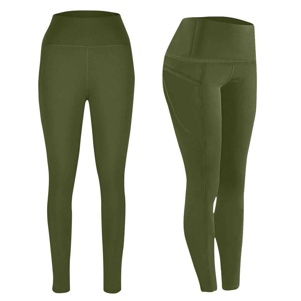 Women's -Lined High-Waist Compression Yoga Pants, Tummy-Control Leggings With Pockets, Warm Fitness Long Pants