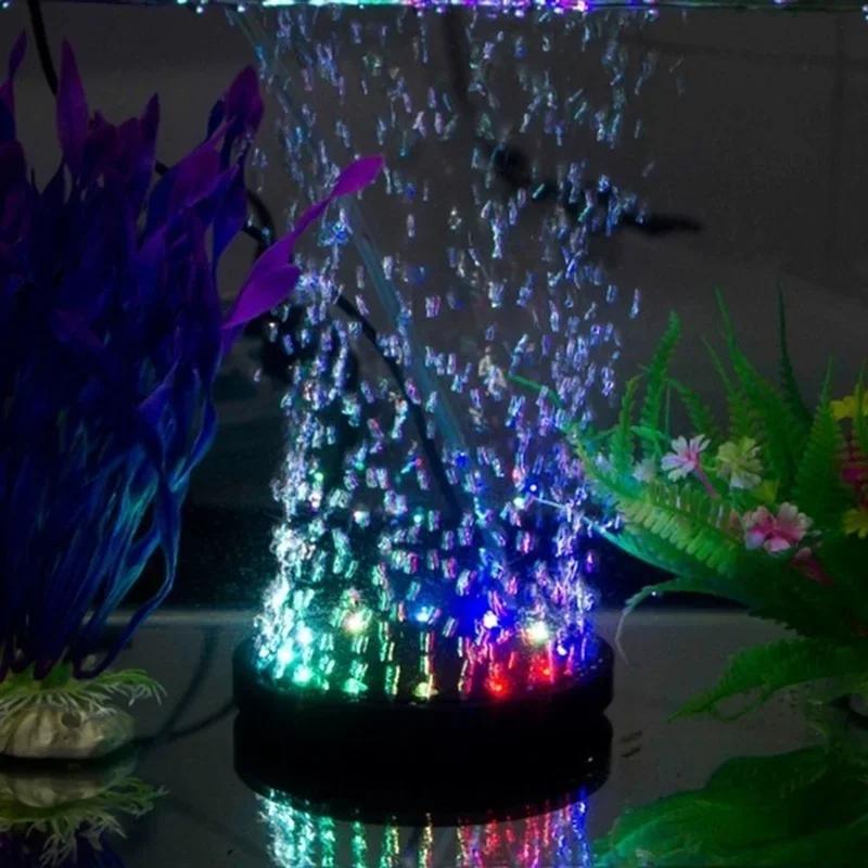 9LED/12LED Colourful Aquarium LED Lamp Glow In The Dark Waterproof Oxygen Bubble Light for Fish Tank Accessories Decoration